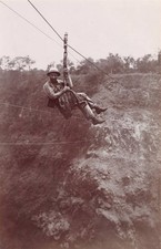 Crossing the Batoka gorge in Bosun's chain Zimbabwe 1905 OLD PHOTO