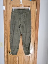 A New Day Women's Olive Green Jogger High Rise Woven Ankle Pull On Pants Size M