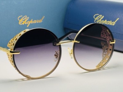 Chopard Round Diamond SCHC68S 0301 Gold Frame with Grey Gradient Lens Sunglasses