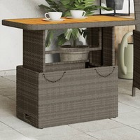 Gartentisch Grau 90X55X71 Cm Poly Rattan Und Akazienholz