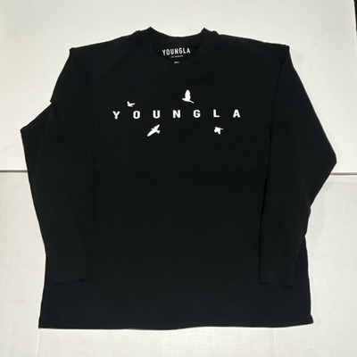 YoungLA Men's Black Crew Neck Pullover Long Sleeve Shirt Size S