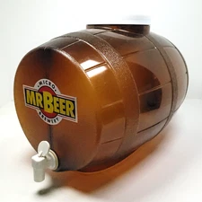 Mr Beer Home Brewery Keg Dispenser Brown Barrel with Lid Spigot 8.5 Quart Bar