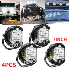 4PCS 7" inch Round LED Work Lights Bar Amber DRL Pods Fog Lamp Offroad Driving