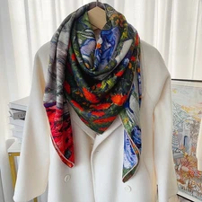 New High Luxury! 30% Silk & 70% Wool Double Sided Color Wrap Scarf Shawl 53'-