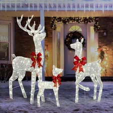 3PCS 5FT Christmas Lighted Reindeer Family Deer Set In/Outdoor Lawn Decoration