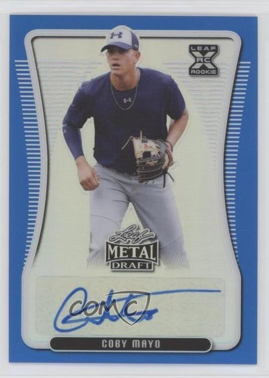 2020 Leaf Metal Draft Blue Rainbow 23/35 Coby Mayo #BA-CM3 Auto cf5