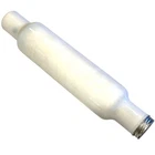 Antique Milk Glass Rolling Pin Vintage Depression White Hollow Metal Cap Kitchen