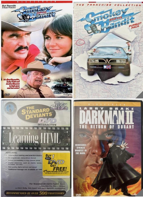 4 DVD Lot SMOKEY & BANDIT 1, 2 & 3 _ Darkman _ Learning HTML