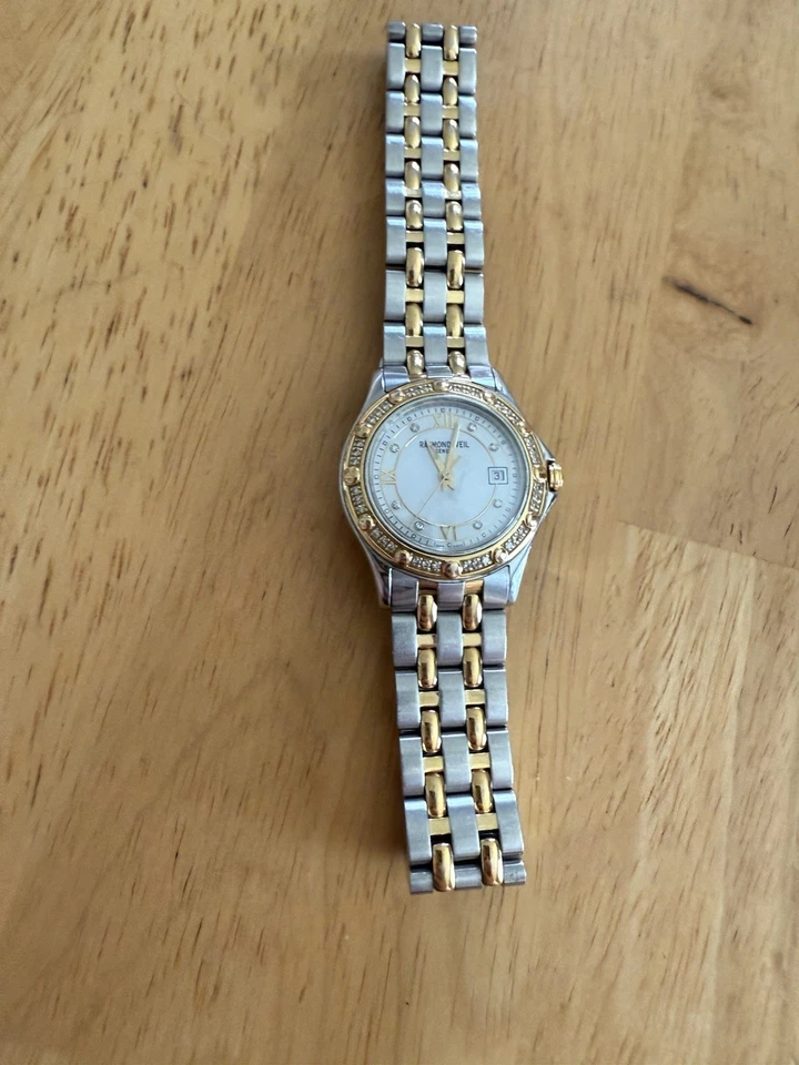 RAYMOND WEIL 28m LADY TANGO TWO-TONE WATCH 5390 MOP DIAMOND DIAL & BEZEL - Image 2 of 4