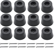12pcs Round Rubber Bumpers, 1" 1" 25mm W x 1/2" 13mm H, Black