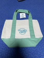 Trader Joe's Canvas Tote Mini Bag Pastel Green New w/ Tags