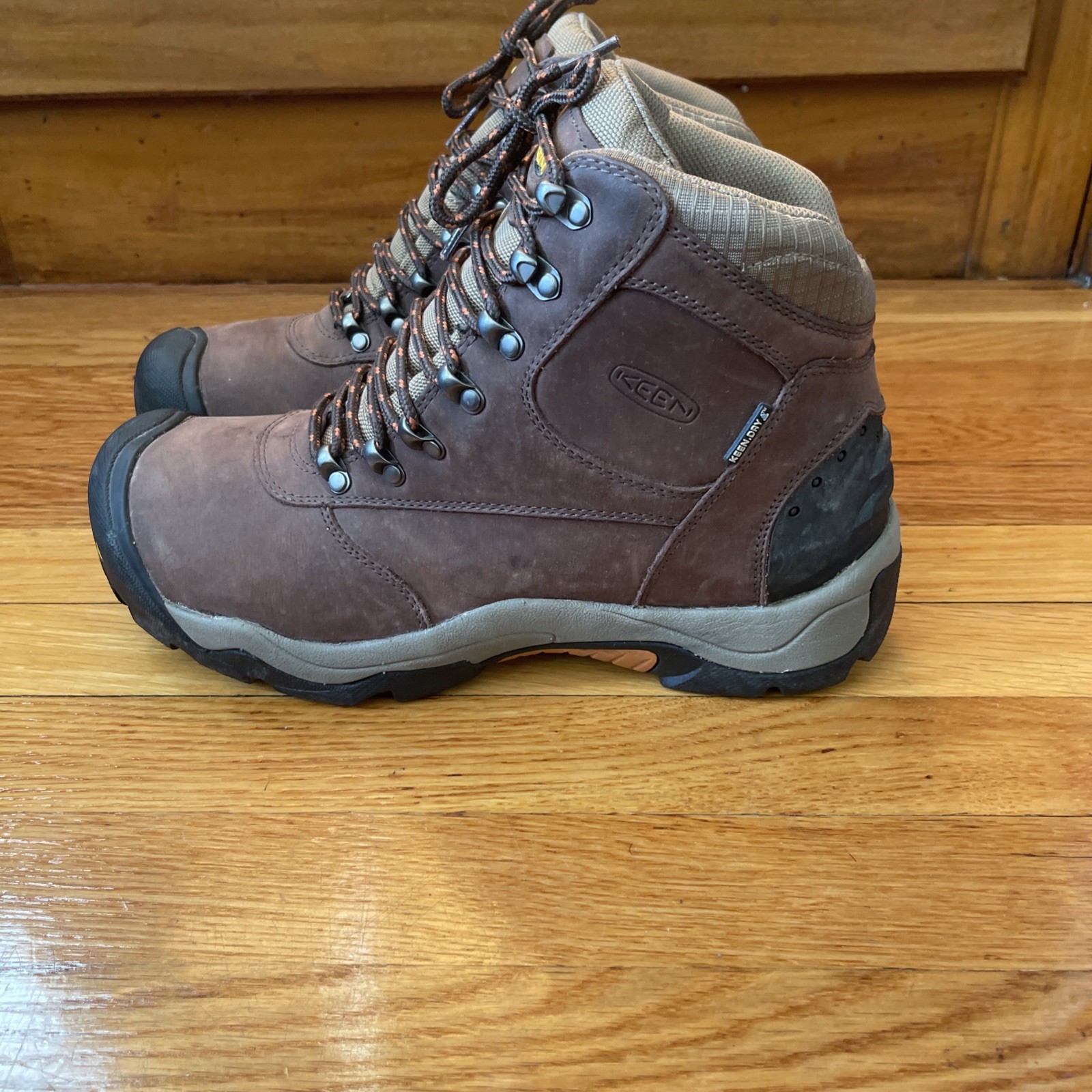 Stivali da trekking Keen Dry impermeabili in pelle marrone da uomo taglia 11