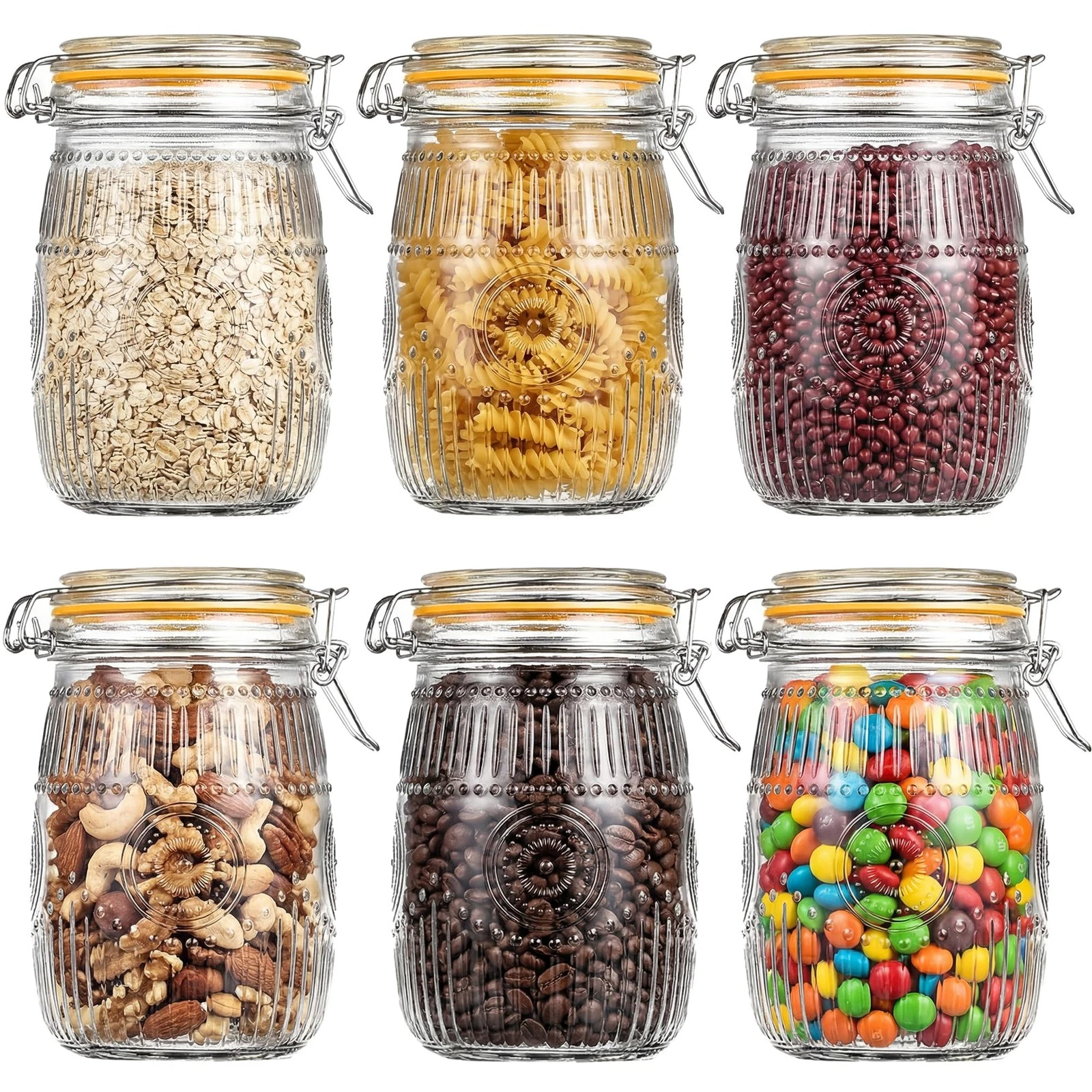 6Pack Glass Jars with Airtight Lid, 32oz Wide Mouth Mason Jar with Clamp Lids...
Opens in a new wind