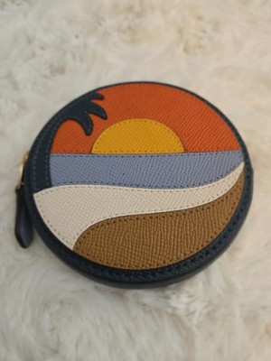 NWOT Coach Leather Tropical Sunset Over the Horizon Zip Coin Purse