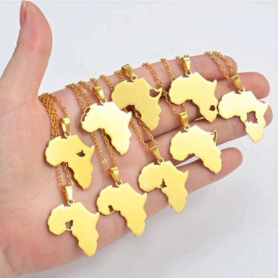 Africa Map with Nigeria Map Pendant Necklace