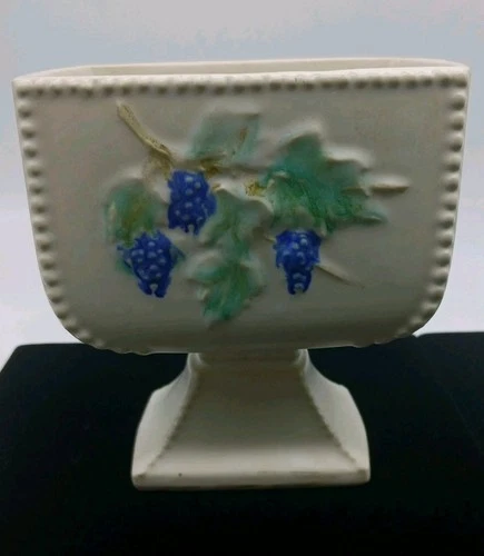 Vintage MCM McCoy Pottery Blue Flowers Planter Vase