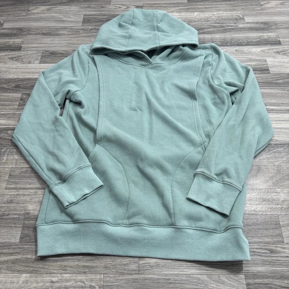 锁定妈妈女式护理连帽衫运动衫尺寸 XL 蓝绿色柔软抓绒 — 第 3/4 张图片