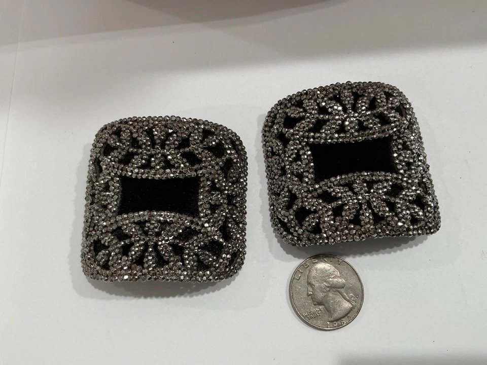 Antique Victorian era riveted cut steel shoe buckles - Image 2 of 4