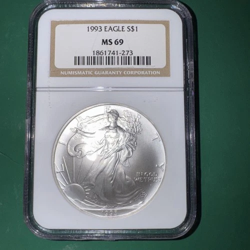 1993 American Silver Eagle MS69 NGC Graded Brown Label
