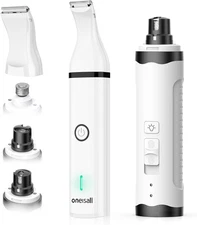 oneisall Dog Nail Grinder and Paw Trimmer Kit 3 in 1 Quiet Rechargeable Electric