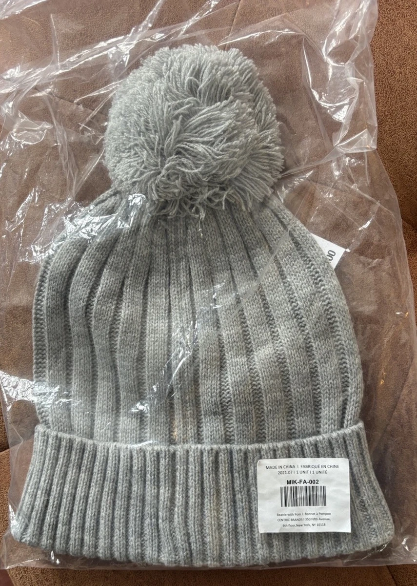 Michael Kors Women\'s Dual Layer Rib Knit Logo Patch Cuffed Beanie Gray New! Michael Kors MK logo in gray on black winter hat ribbed cuff  main image 3