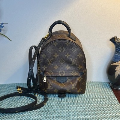 Louis Vuitton Monogram Palm Springs Mini Backpack, blk leather trim, Gold HW