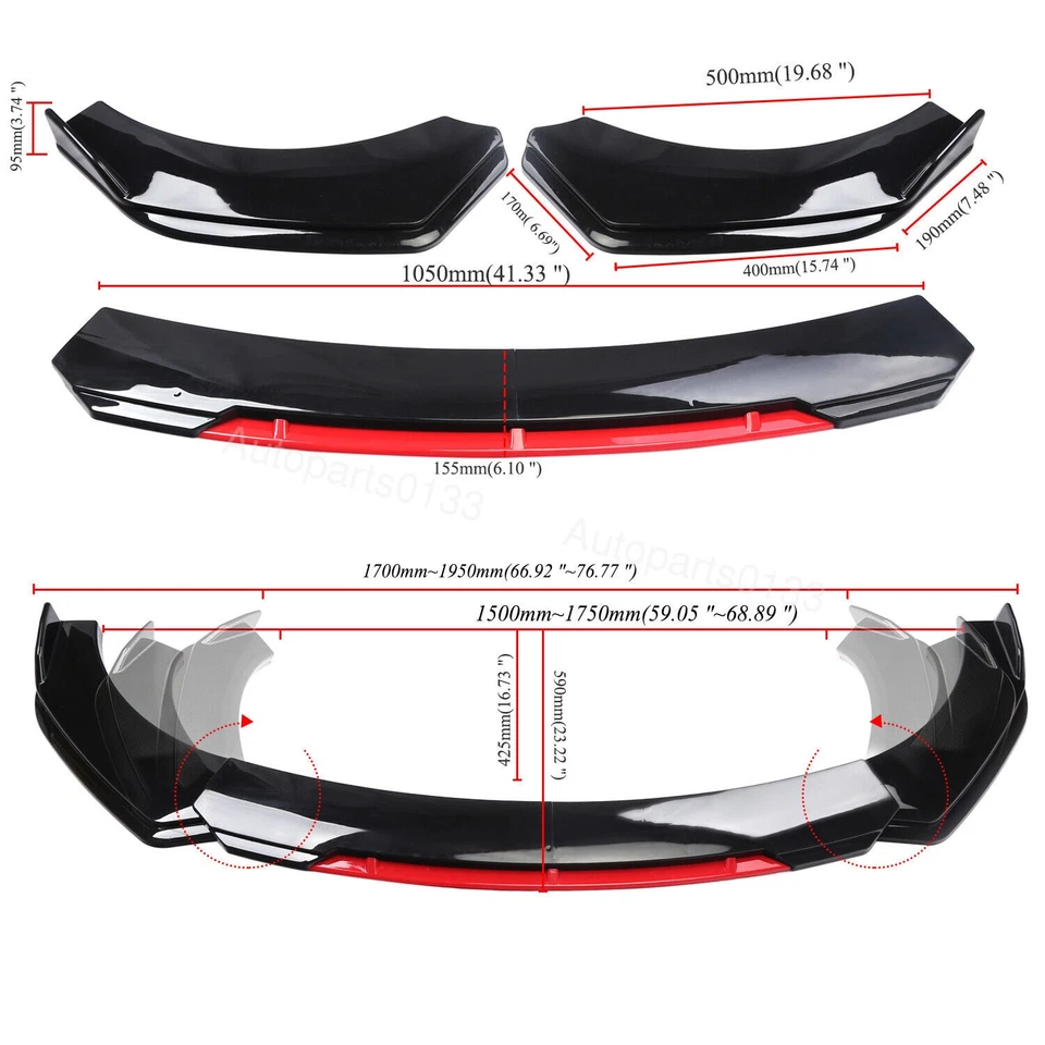 For Mazda 3 5 6 MX-3 MX-5 Front Bumper Lip Spoiler Splitter Body Kit Side Skirts Foto 2 de 4