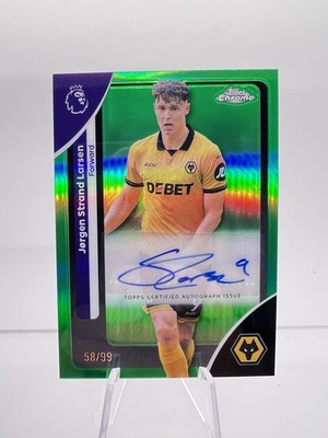 Jorgen Strand Larsen Green Auto #/99 - 2025-26 Topps Chrome Premier League