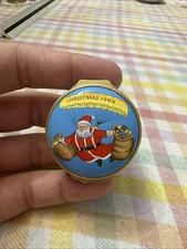HALCYON DAYS ENAMEL TRINKET BOX CHRISTMAS 1999 SKY DIVING SANTA CLAUS TOYS
