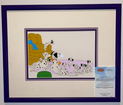 OOK Disney 101 Dalmatians Original Pongo Perdita Pups iIllustration Art with COA