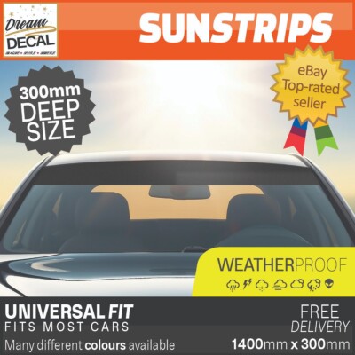 MATT SCHWARZ SONNENLEISTE Universal Auto Van Windschutzscheibe Sunstrip 1400mm x 300mm