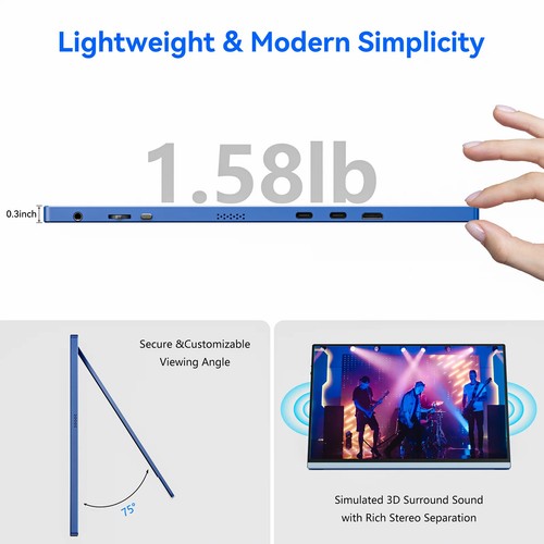 16-Inch 60HZ Gaming Portable Monitor for Laptop, 16:10 IPS 1200P Display LCD - Picture 5 of 15