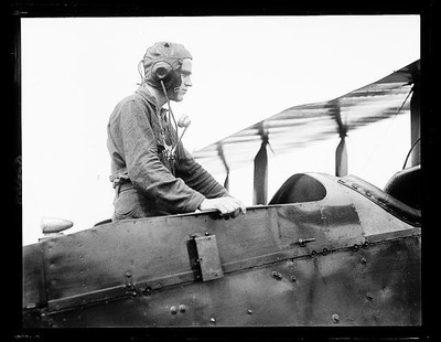 Photo:Radio operator's helmet and mouth piece
