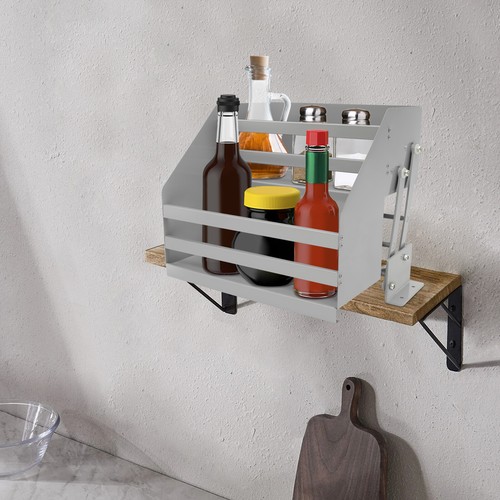 Pull Down Cabinet Organizer 2 Tier Cabinet Wall Shelf Rack L-Shaped Base - Picture 2 of 20