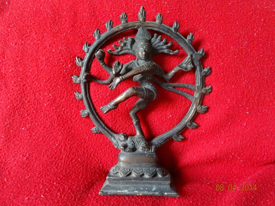 Vintage Solid Copper Hindu Tribal Dancing God Shiva Natraj Statue Figurine #08 - Image 2 of 4