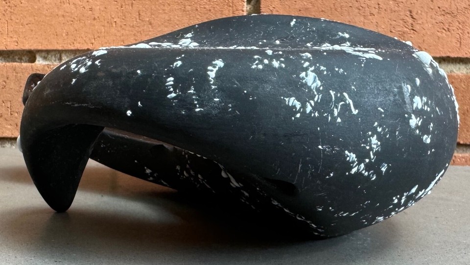 Vintage 50s Black Speckled Ceramic Ashtray Pottery Mid Century MCM