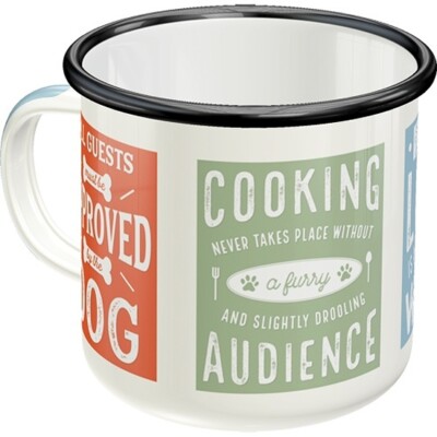 Pfoten Schild Dog Regeln Emaille Kaffeetasse Tasse 360 ml. coffee mug