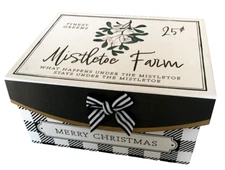 Old East Main Co ~ "Mistletoe Farm 25 cent" Gift or Storage Box 10" x 8" x 5"