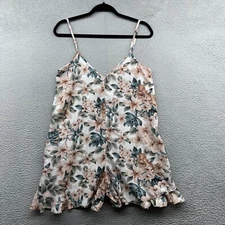 Grade Gather Womens Romper Multicolor Floral Spaghetti Strap V-Neck Size M