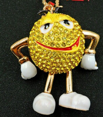 YELLOW Crystal Candy Coated Chocolate Pendant Necklace