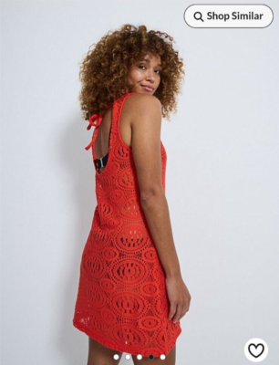 BNWT SIZE M MEDIUM GEORGE RED CROCHET BEACH MINI DRESS/COVER UP/SUNDRESS  12-14 | eBay UK