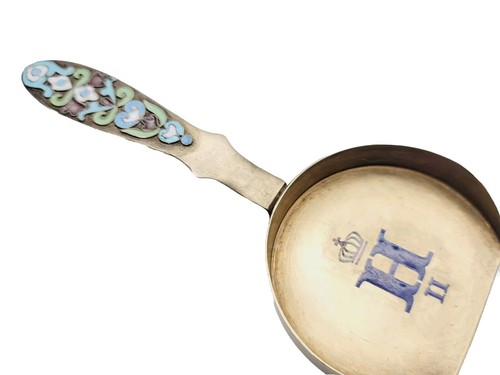 Imperial Russian Silver Spoon Cloisonne Enamel Cipher Crown Tsar Nicholas II RU - Picture 23 of 24