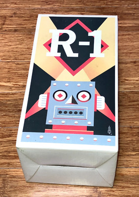 R-1 Robot Tin Toy Rocket USA Battery Operated Silver Boxed