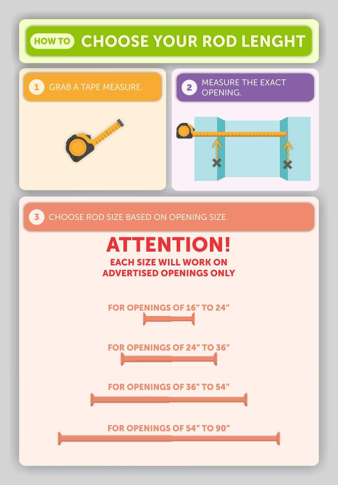 Shower Tension Curtain Rod Adjustable Spring Tension Rod for Shower