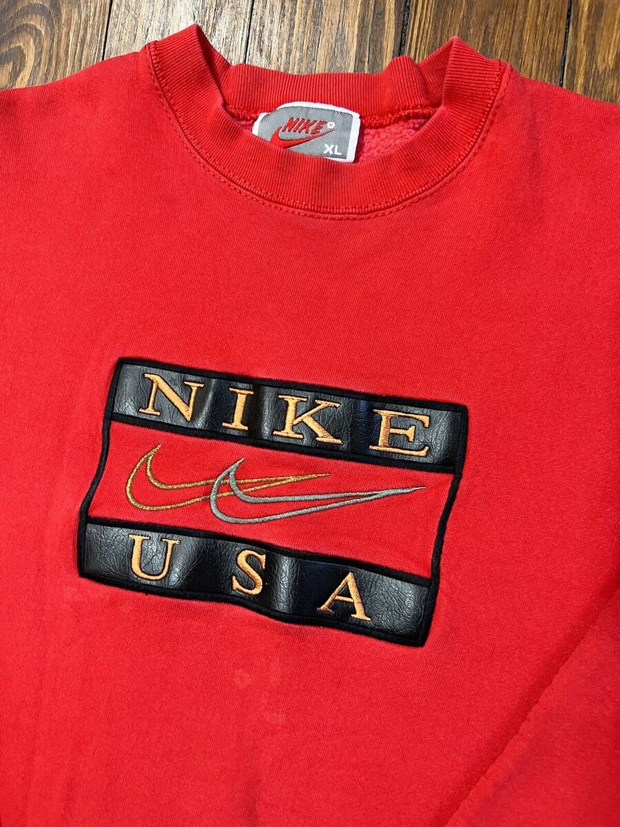 Vintage 90s Nike Bootleg Crewneck Sweatshirt Leather Swoosh Vintage 90s Nike Bootleg Crewneck Sweatshirt Leather Swoosh