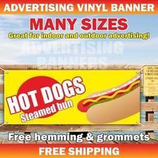 HOT DOGS Steamed bun Advertising Banner Vinyl Mesh Sign Sandwich Restaurant Bar