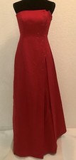 Womens Red Strapless A Line Long Dress Gown Bridesmaid Prom Wedding Size 6 New