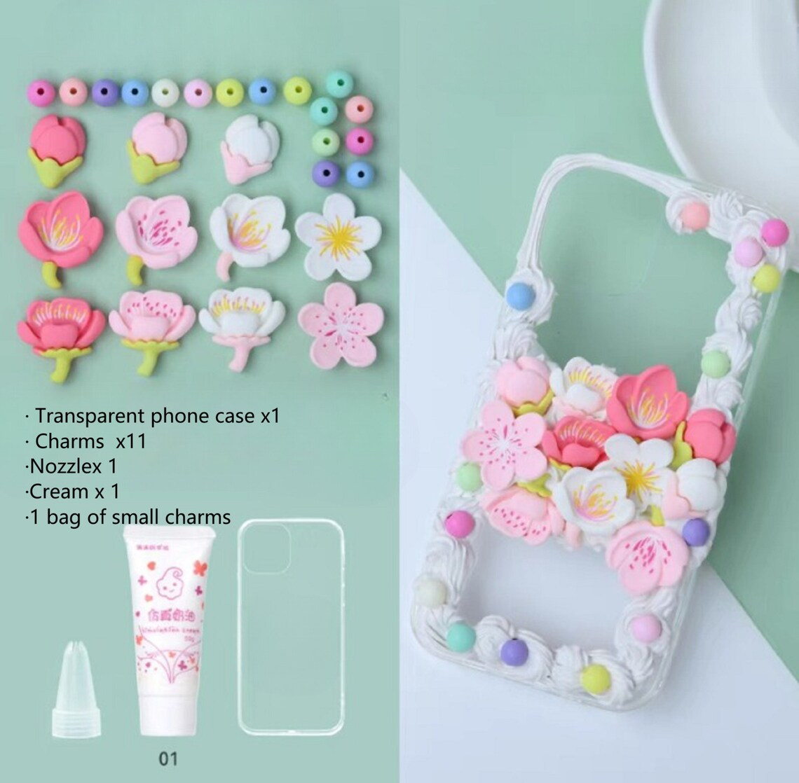 Sakura Charms DIY Phone Case Decoden Kit Flowers Pearls Ribbon Cream Charms Kits | eBay Sakura Charms DIY Phone Case Decoden Kit Flowers Pearls Ribbon Cream Charms Kits | eBay