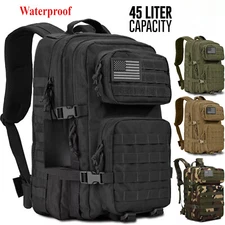 45L Military Tactical Backpack Large Army 3 Day Assault Pack Molle Bag Rucksack
