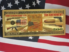 Gold 2nd Amendment Note Trump Weapons Shooting NRA Gun President US Spot Scope